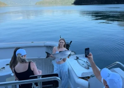 group enjoying an evening fishing trip in Campbell River